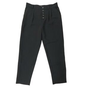 Anthropologie Trousers Womens 2 Black Sasha Button-fly Tapered High Rise Pleated
